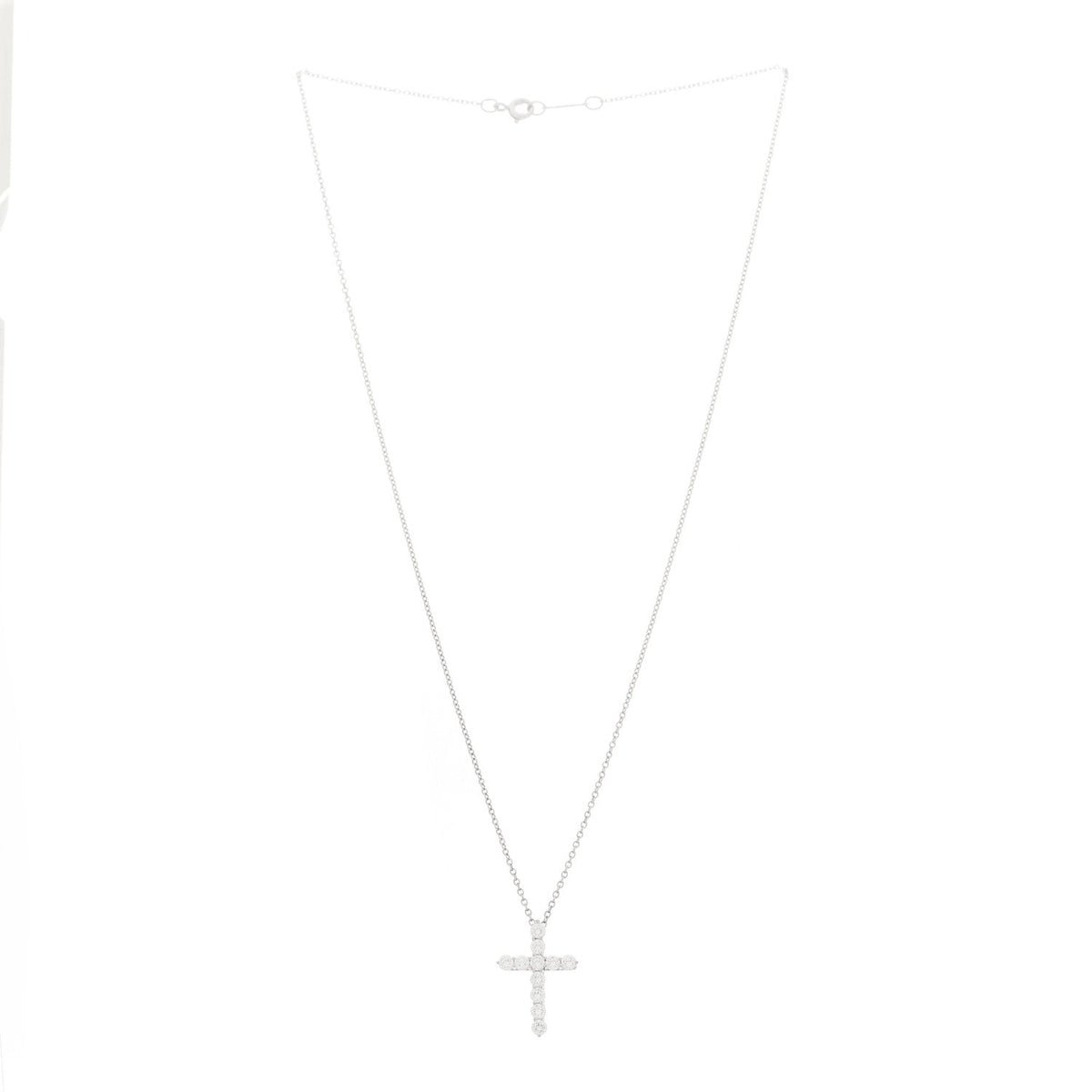 Platinum Diamond Small Cross Pendant Necklace