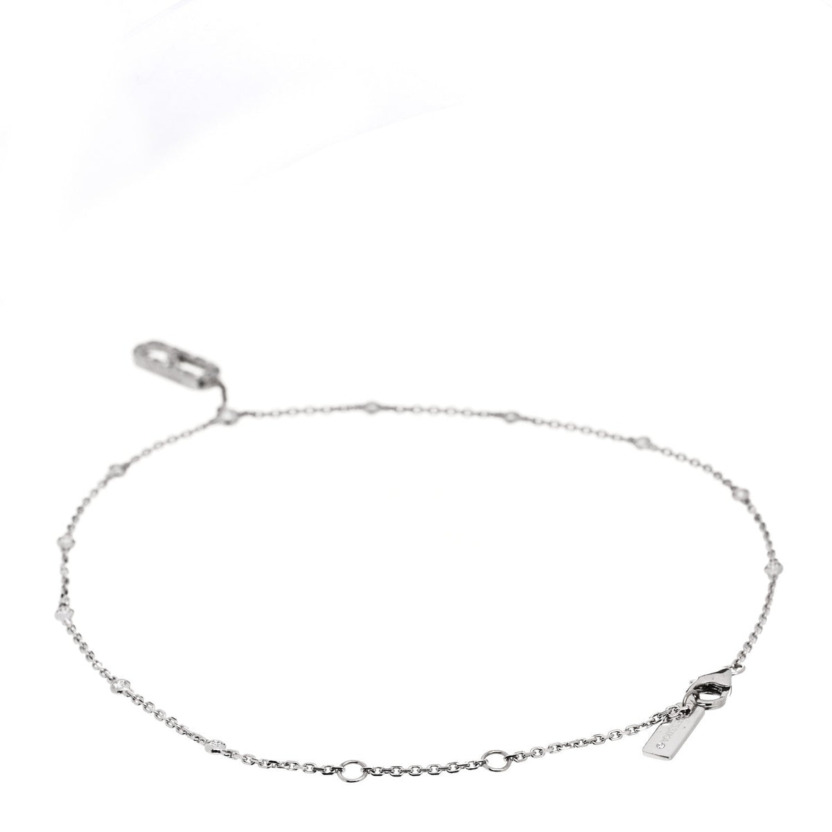 18K White Gold Diamond Move Uno Pave Anklet