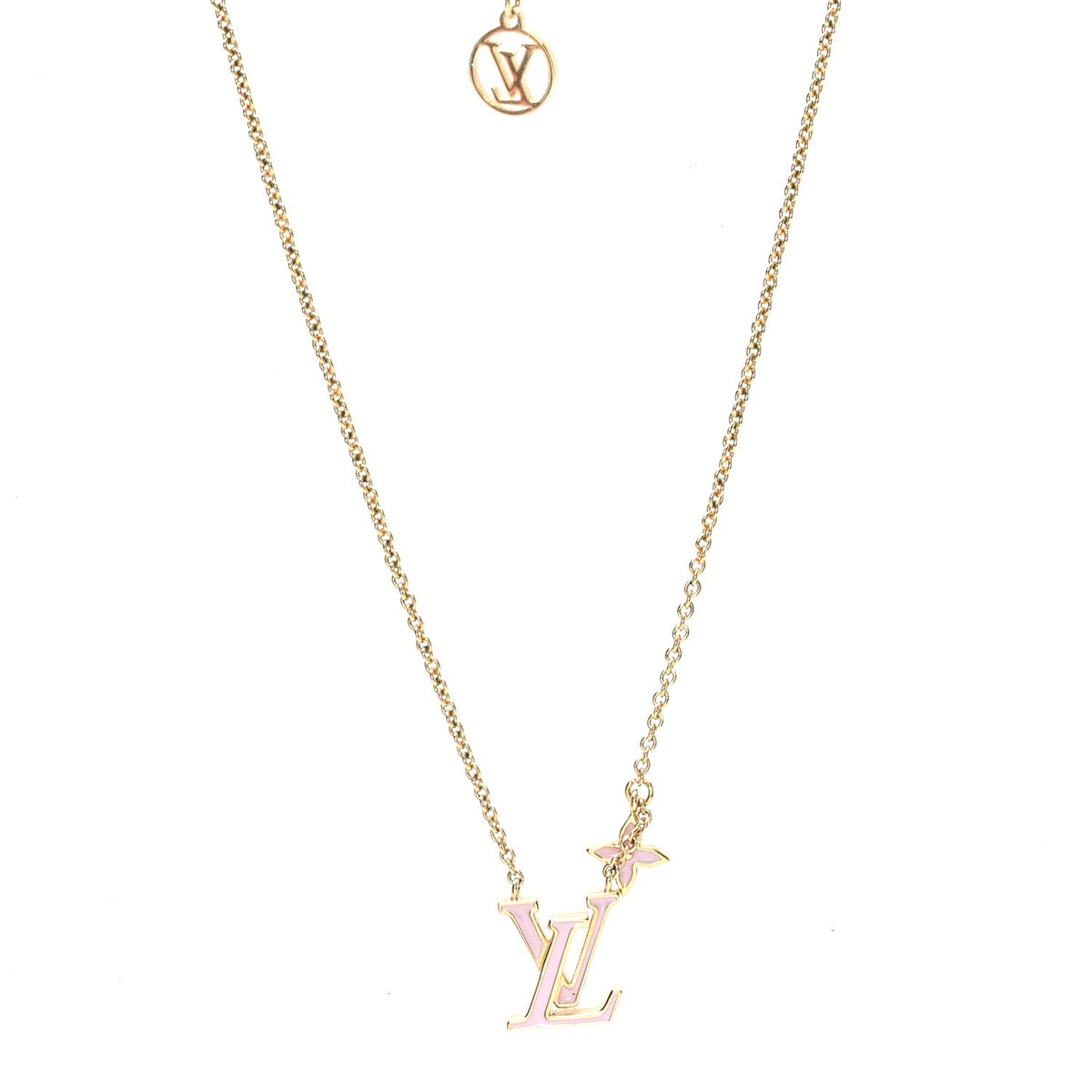 Enamel LV Iconic Necklace Gold Pink