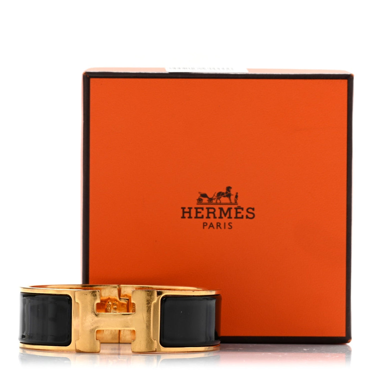 Hermes Enamel Wide Clic Clac H Bracelet GM Black