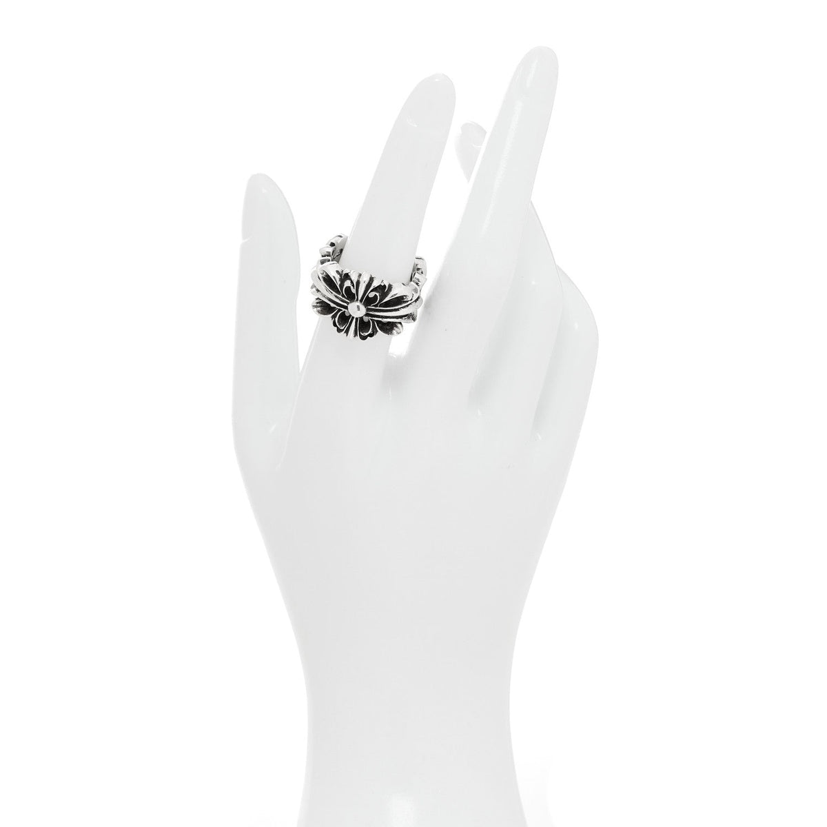 Chrome HeartsSterling Silver Double Floral Cross Ring 56 7.5