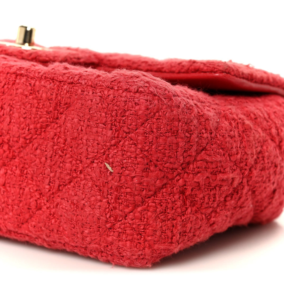 Chanel Tweed Quilted Mini Rectangular Flap Red