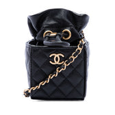 Drawstring Square Bucket Bag Quilted Calfskin Mini