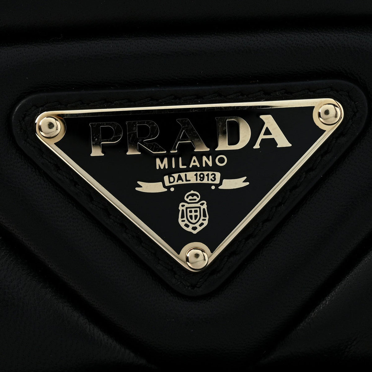 Prada Nappa Triangle Quilted Double Handled Zip Pocket Tote Black