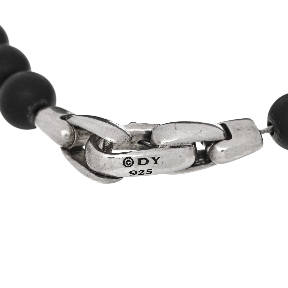 David Yurman Sterling Silver Black Onyx Blue Sapphire 6mm Spiritual Beads Evil Eye Bracelet