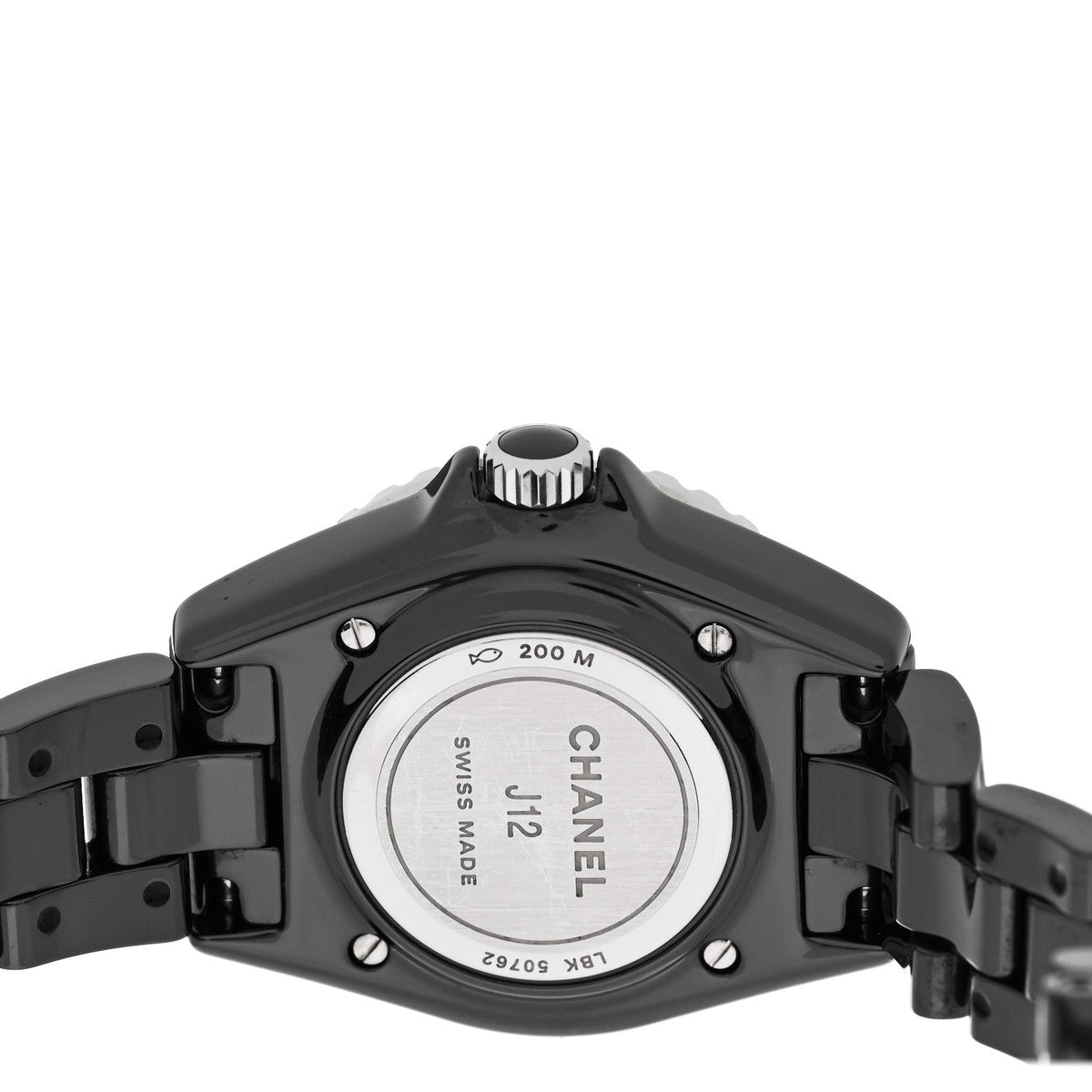 Chanel Stainless Steel Ceramic Diamond 33mm J12 Quartz Watch Black