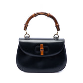 Vintage Convertible Bamboo Top Handle Bag Leather Medium