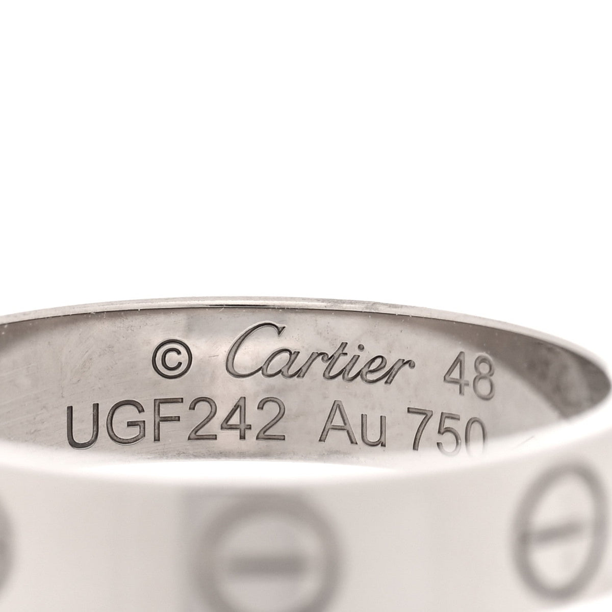 Cartier 18K White Gold LOVE Wedding Band Ring 48 4.5