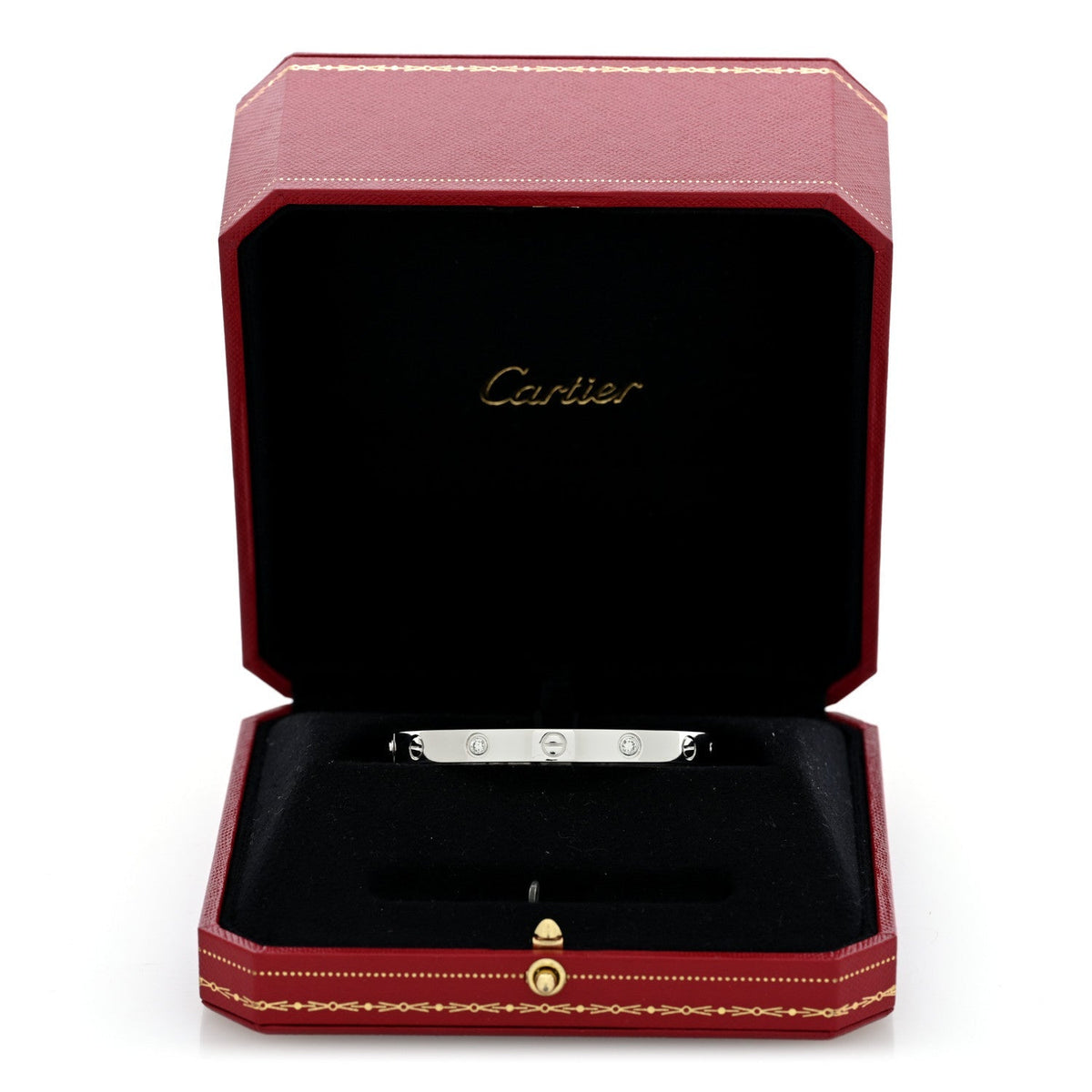 Cartier 18K White Gold 4 Diamond LOVE Bracelet 16
