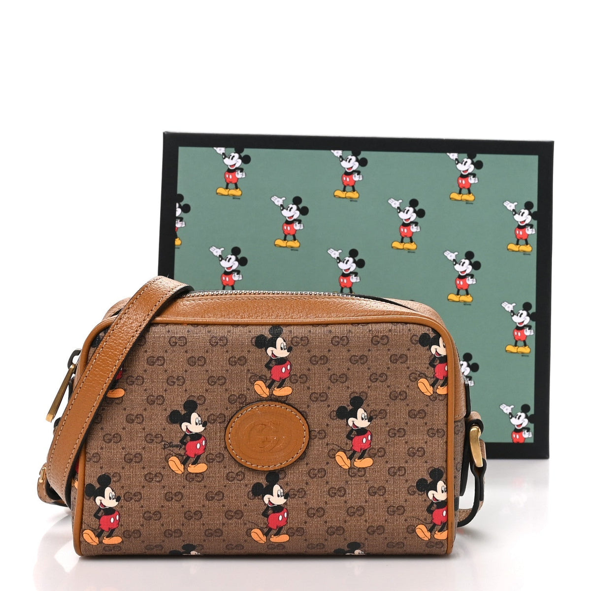 Gucci Disney Mini GG Supreme Mickey Mouse Shoulder Bag Beige Sun Oil