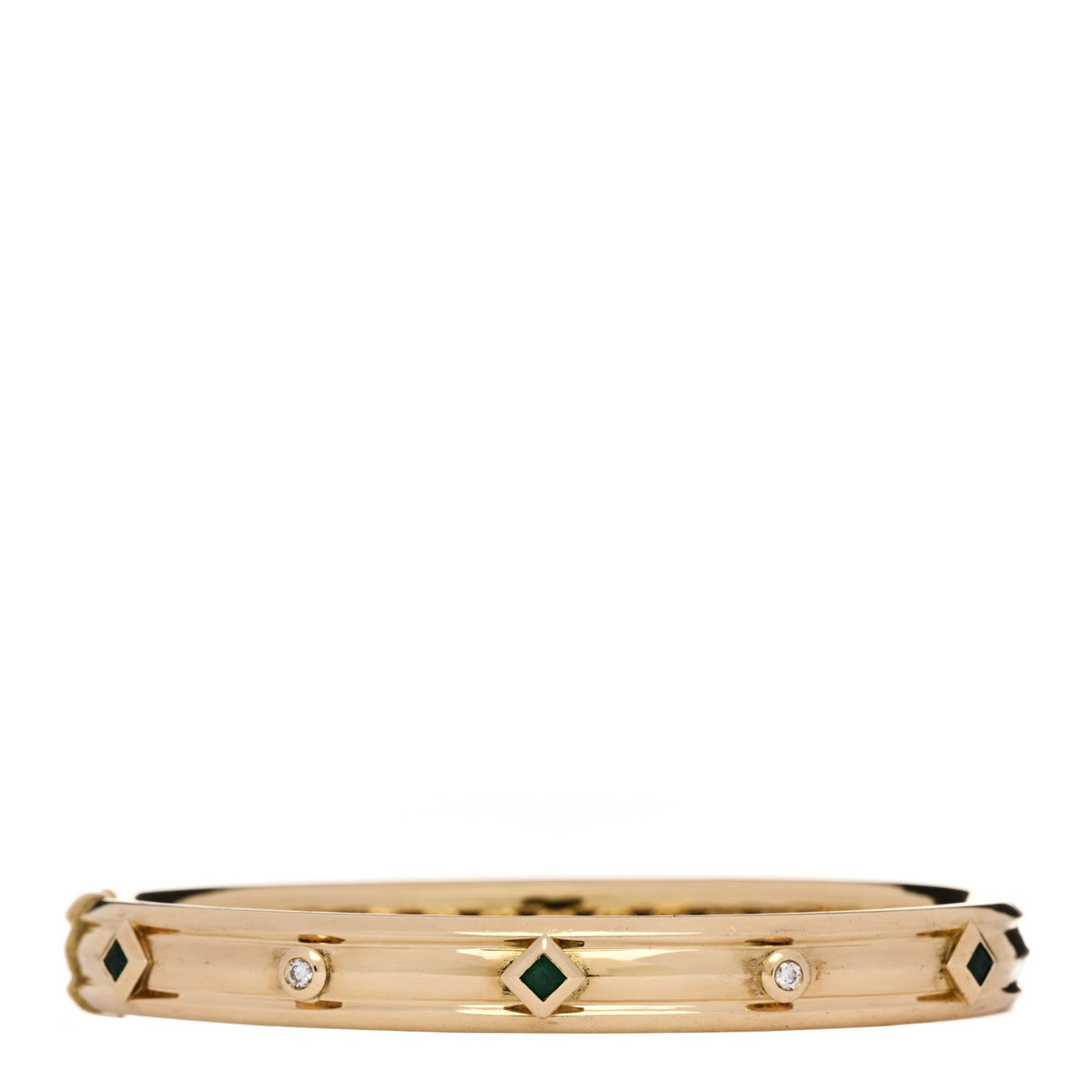 18K Yellow Gold Diamond Emerald Modern Renaissance Bracelet