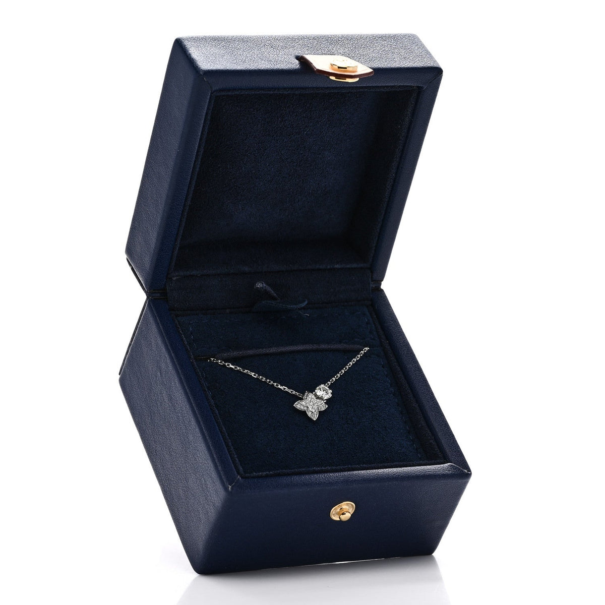 Louis Vuitton 18K White Gold Diamond LV Double Pendant Necklace