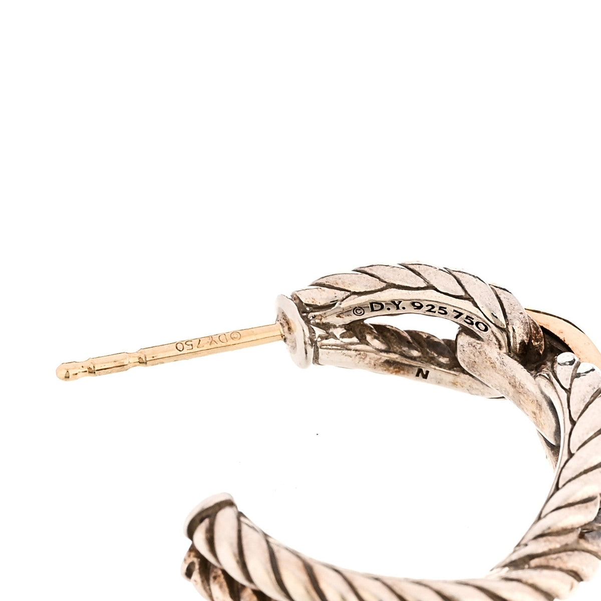 Sterling Silver 18K Yellow Gold Small Cable Loop Hoop Earrings