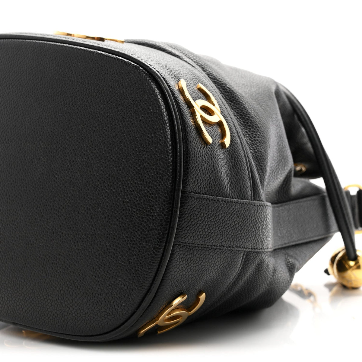 Chanel Caviar CC Drawstring Shoulder Bag Black