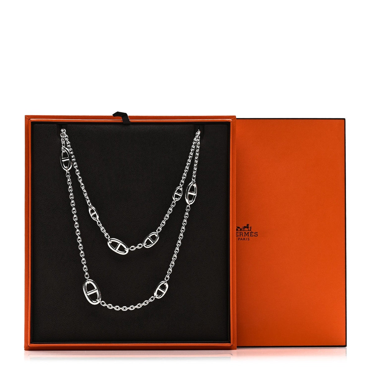 Hermes Sterling Silver Farandole 160 Necklace 157.5cm