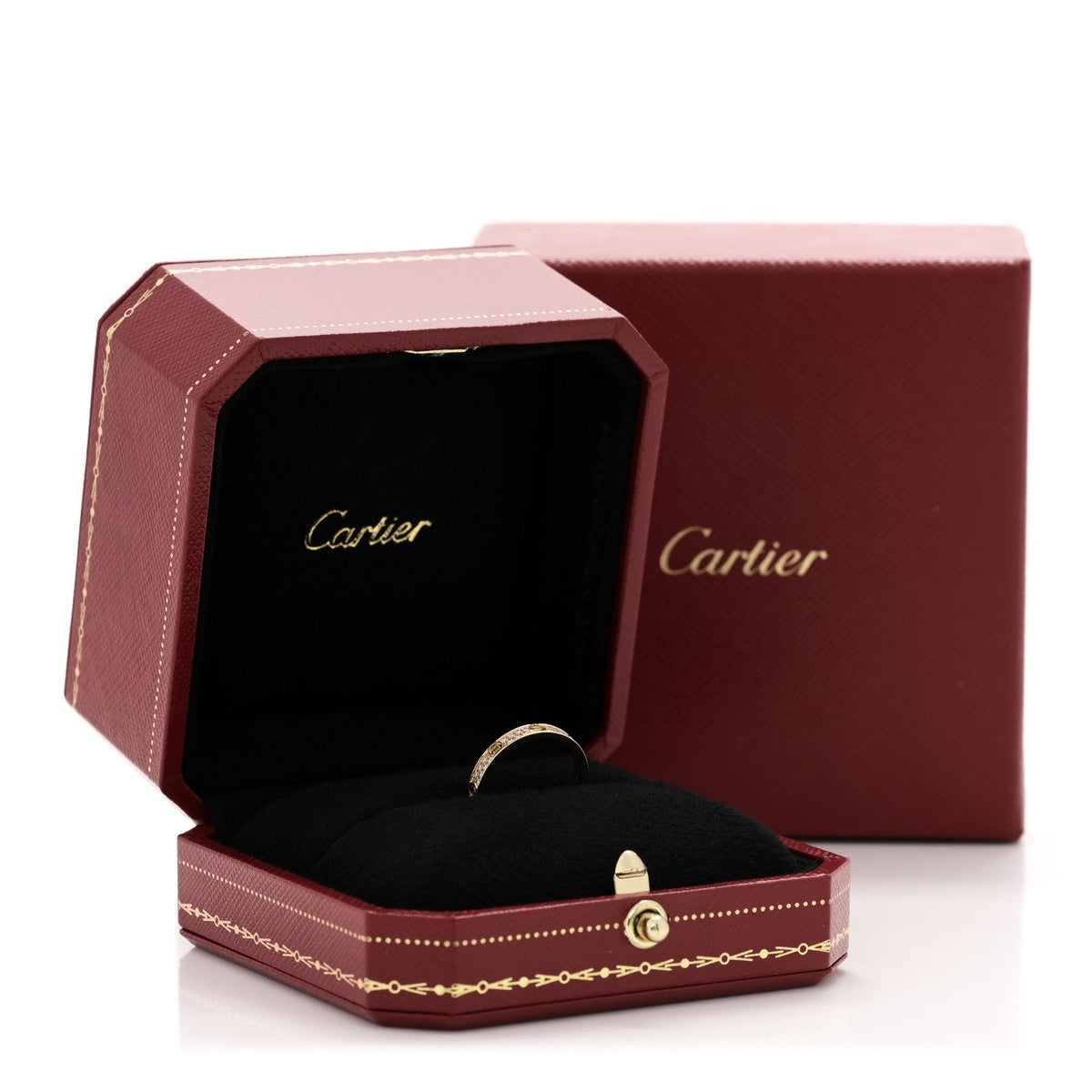 Cartier 18K Yellow Gold Diamond 2.6mm LOVE Paved Band Ring 48 4.5
