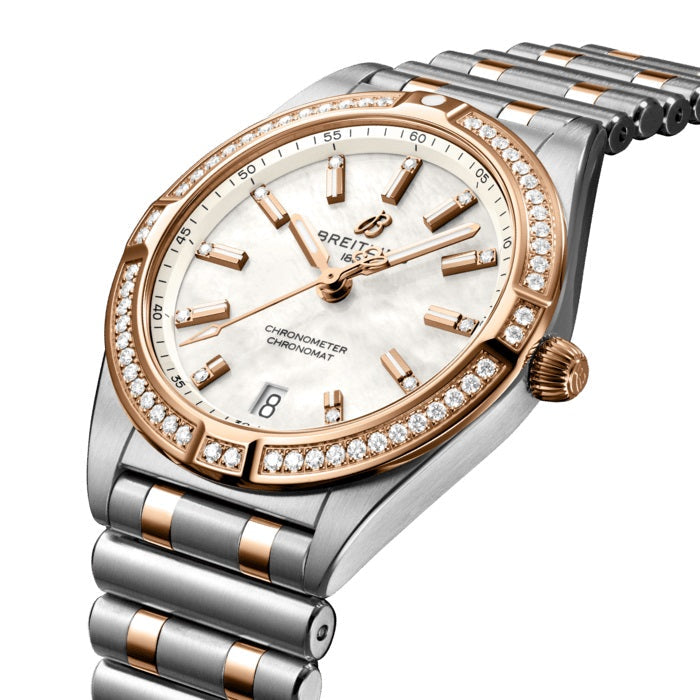 BT Chronomat 32 Stainless Steel & 18k Red Gold (Gem-set) Ref# U77310591A2U1