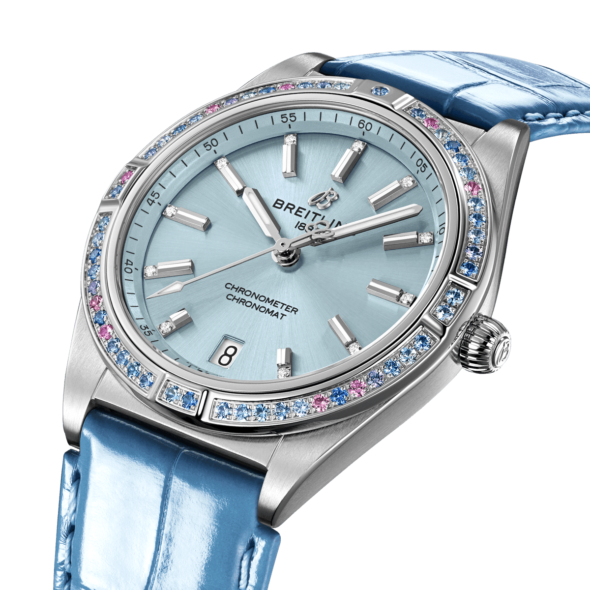 BT Chronomat Automatic 36 South Sea, Stainless Steel, 18k White Gold, Diamonds and Gem, Ref# G10380611C1P1, Unworn 2024