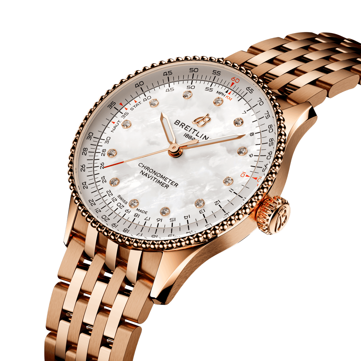 BT Navitimer Automatic 36, Small-scale traceable 18k Red Gold, Ref# R17327211A1R1, Unworn 2024