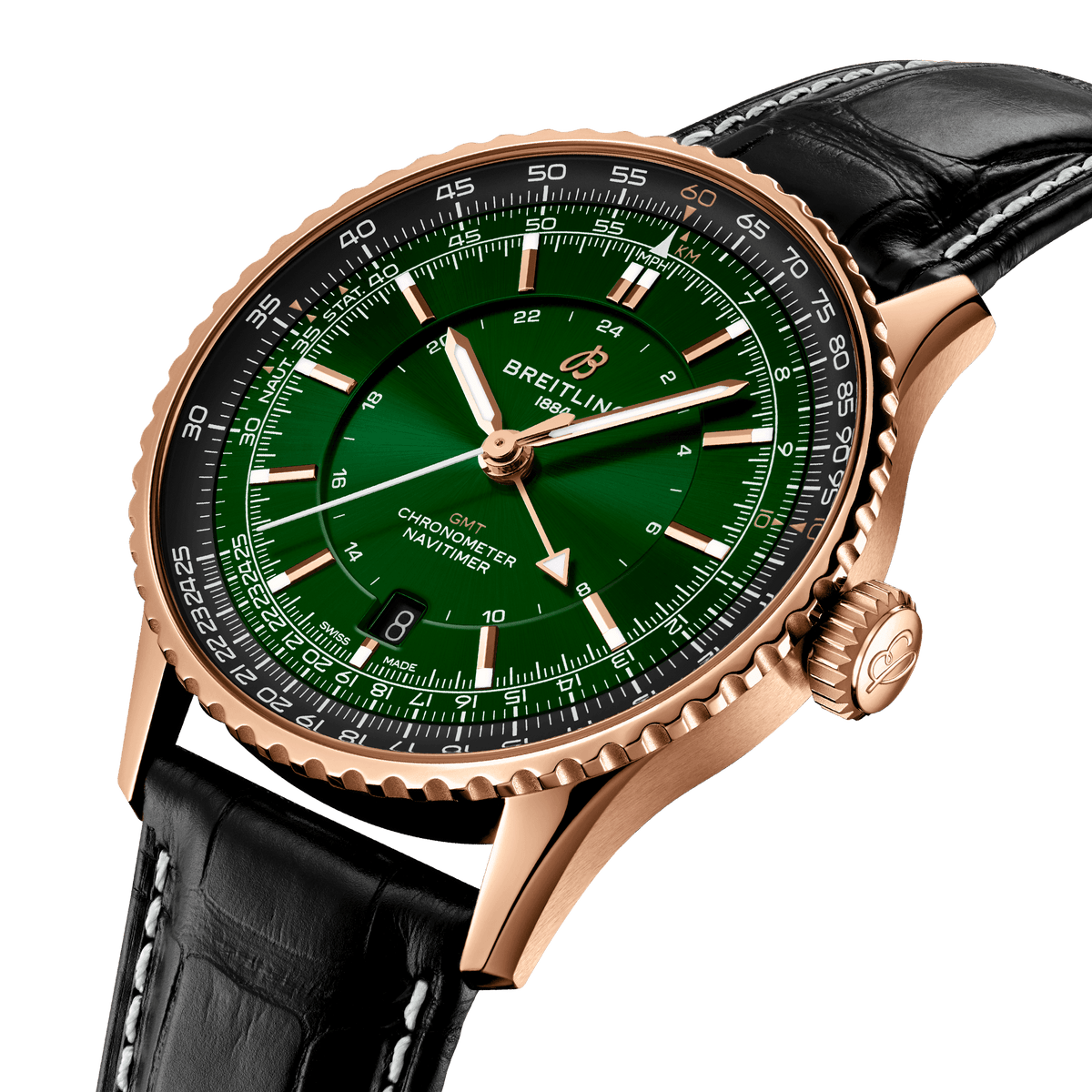BT Navitimer Automatic GMT 41, Small-scale traceable 18k Red Gold, Ref# R32310251L1P1, Unworn 2024