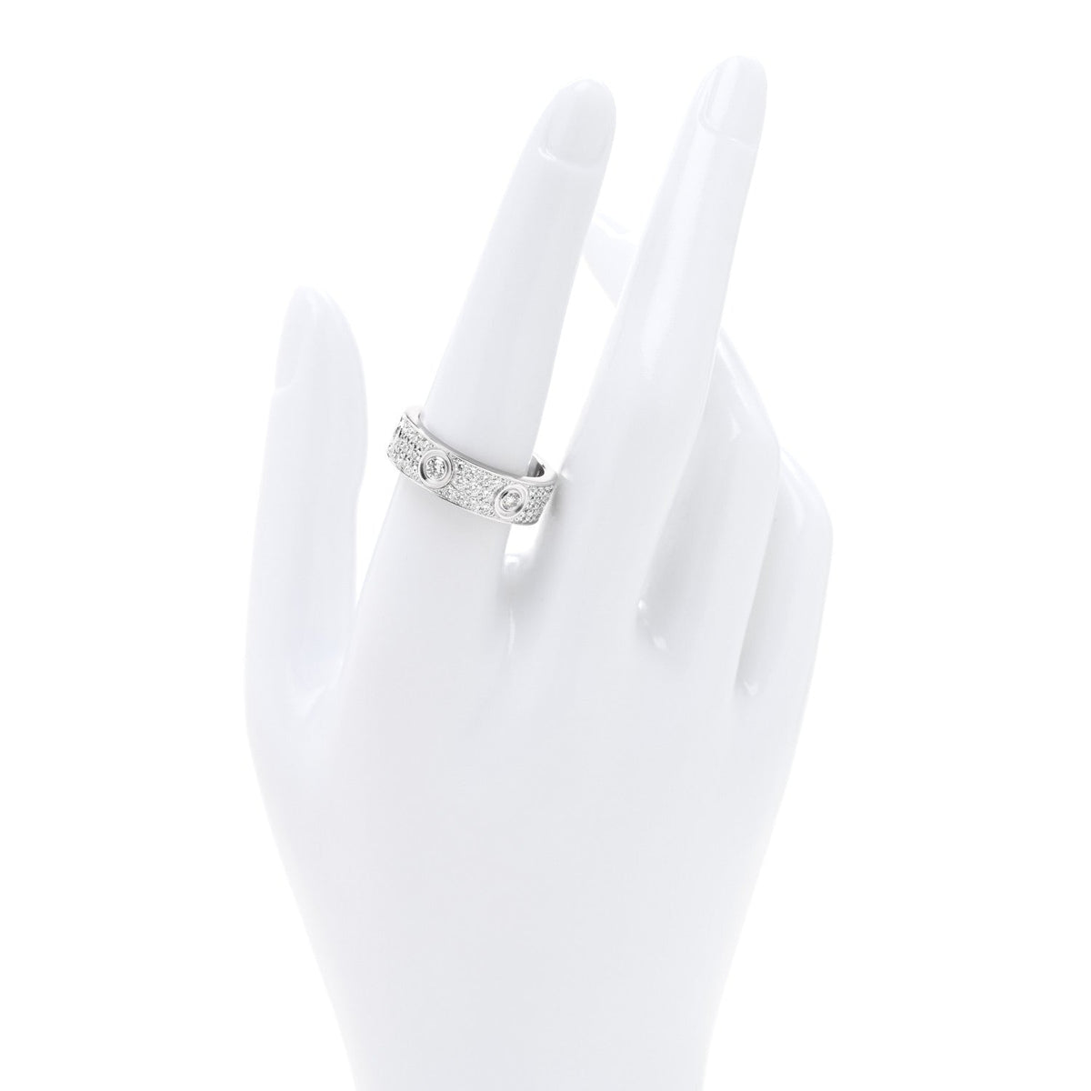 18K White Gold Diamond LOVE Paved Ring 57 8