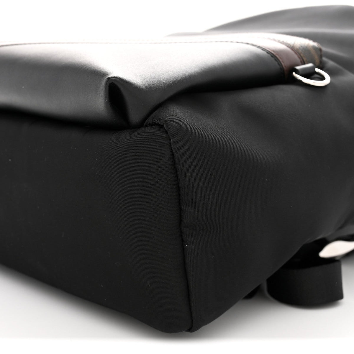 Fendi Glazed Fabric Nylon FF 1974 Diagonal Pouch Pocket Backpack Tobacco Moresco Black