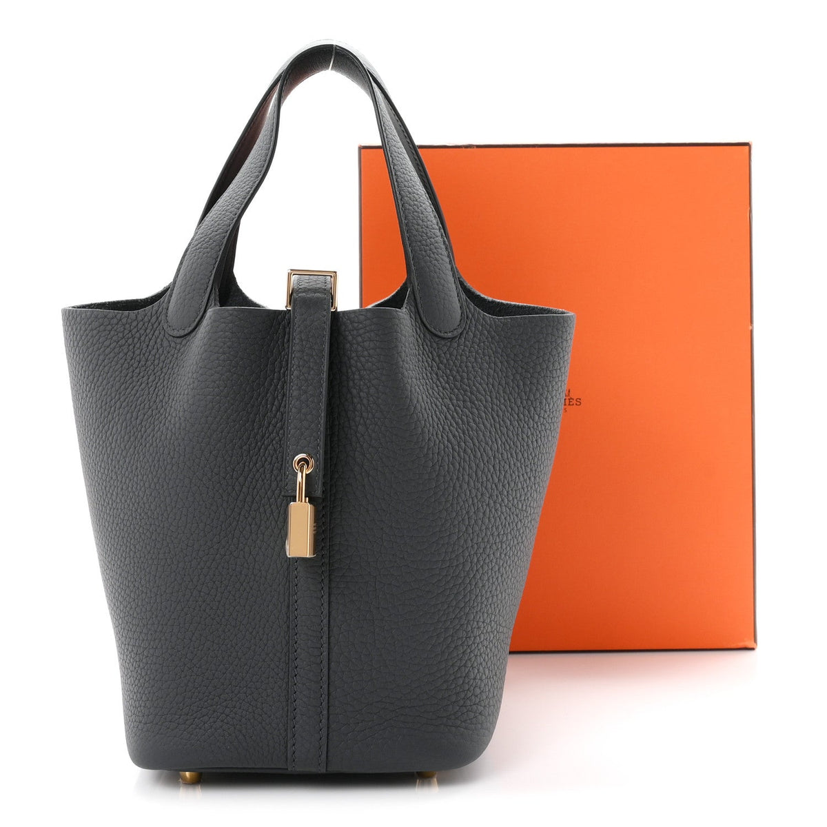 Hermes Taurillon Clemence Picotin Lock 18 PM Bag Gris Misty