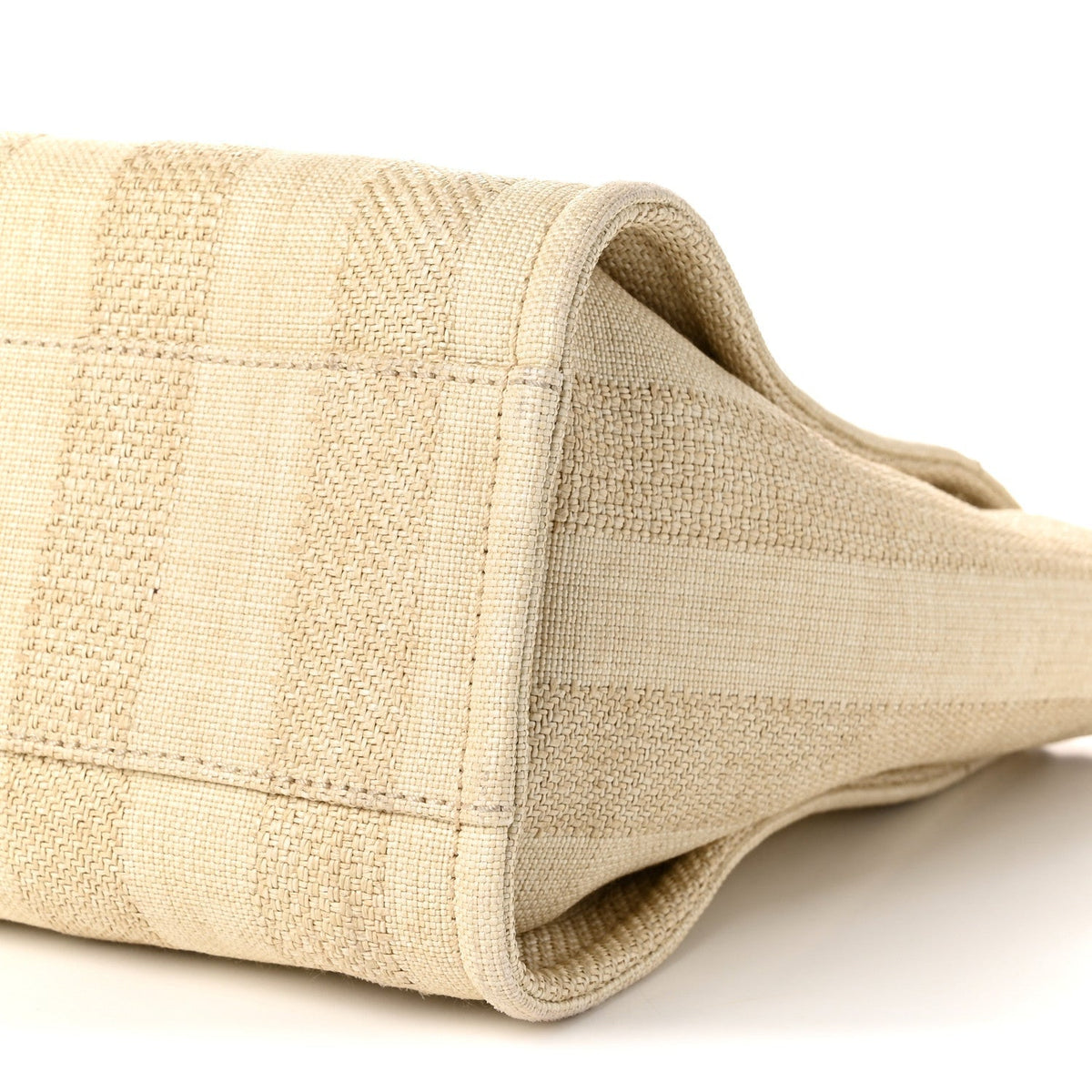 Chanel Mixed Fibers Calfskin Striped Small Deauville Tote Beige