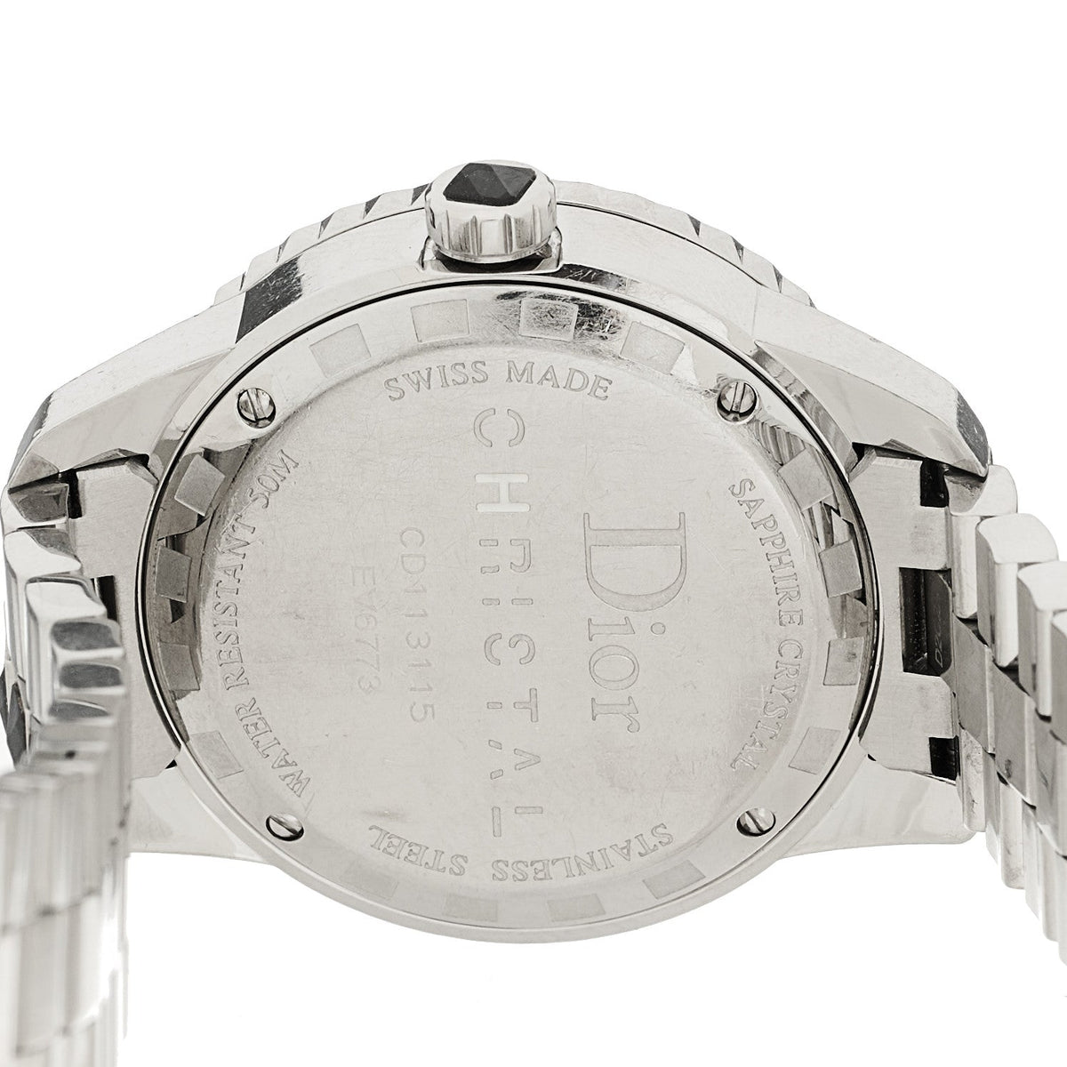 Christian Dior Stainless Steel Diamond Sapphire 33mm Christal Watch Black