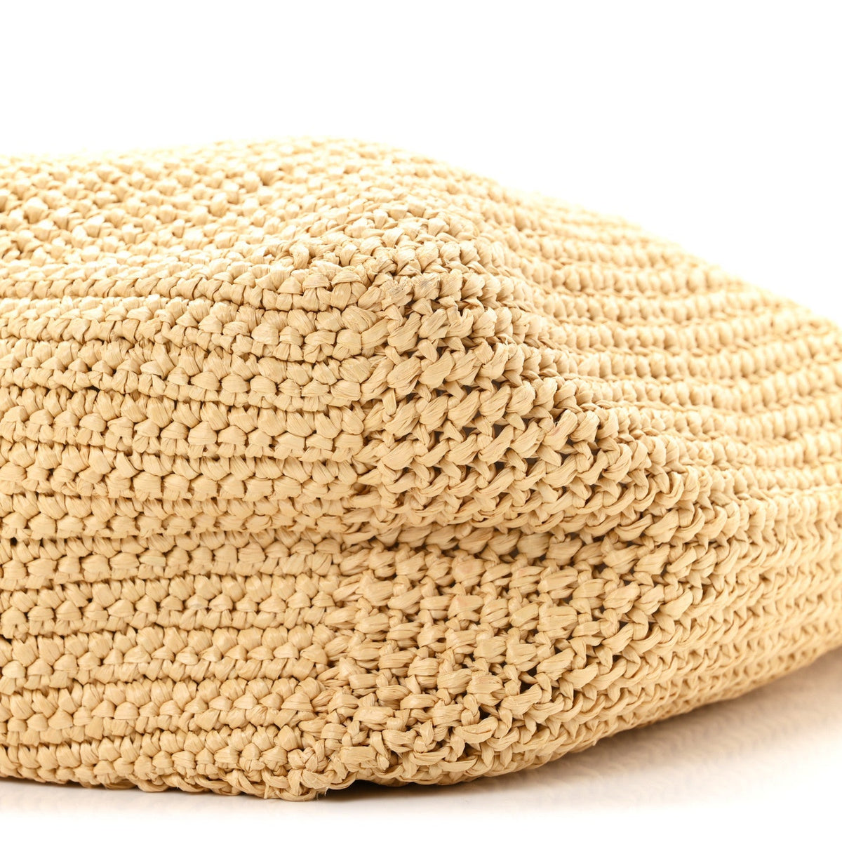 Prada Yarn Raffia Effect Crochet Embroidered Logo Tote Naturale