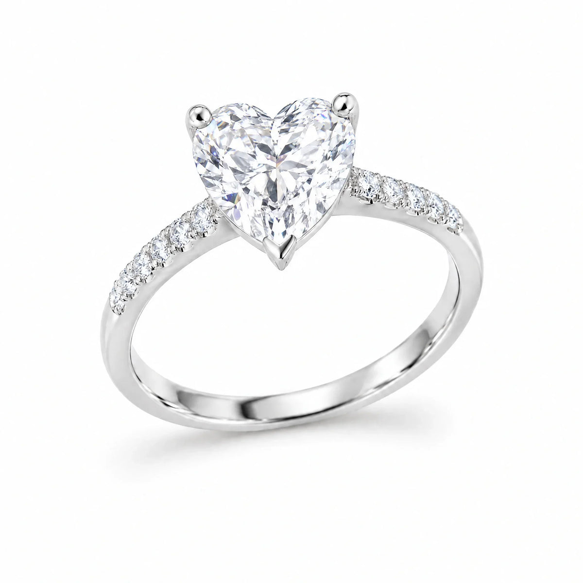 925 Sterling Silver 18K Gold Plated Cubic Zirconia Cherie Heart Solitaire Ring