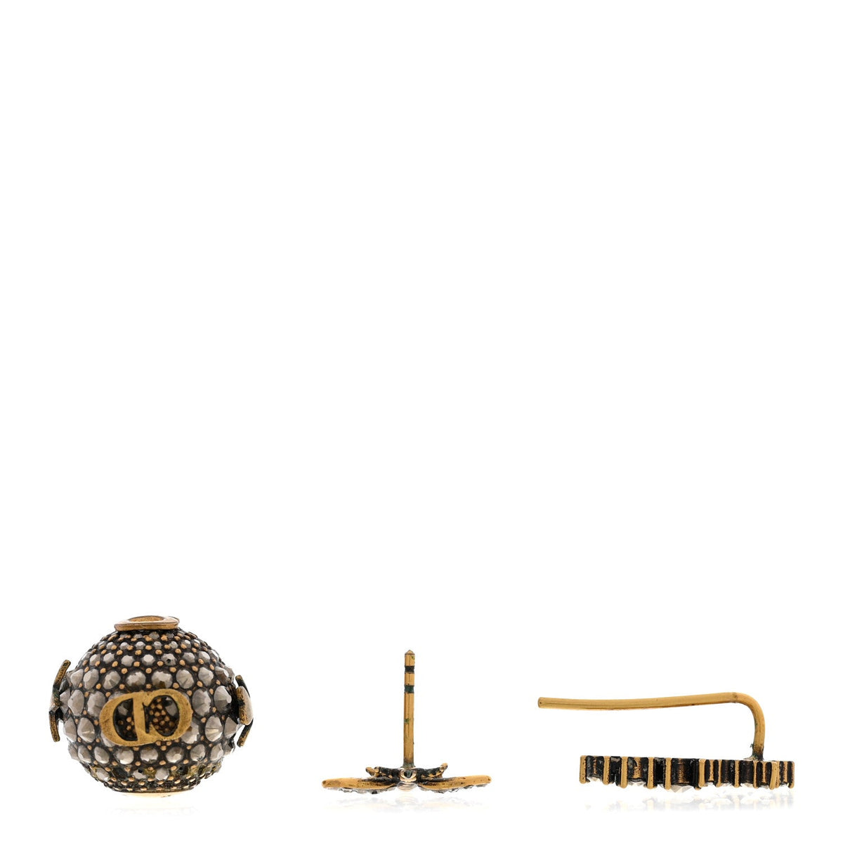Christian DiorCrystal Bee Star Tribal Earrings Aged Gold