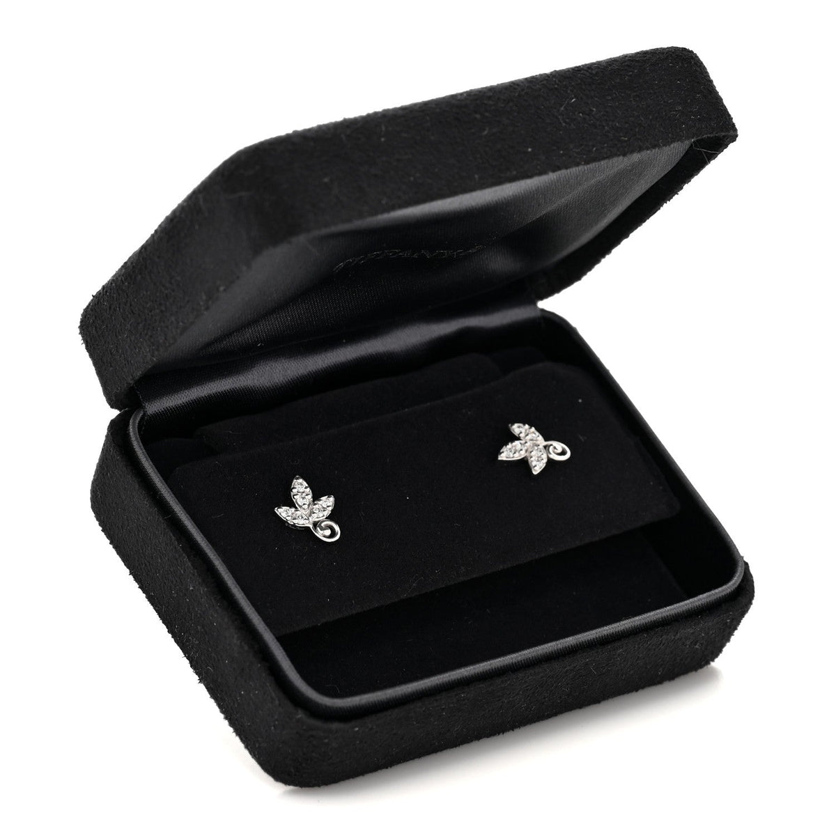 Tiffany 18K White Gold Diamond Paloma Picasso Olive Leaf Earrings