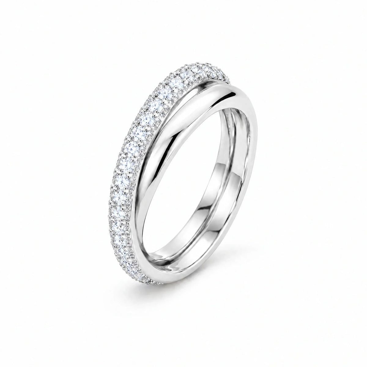 Duet 18K Gold Plated 925 Sterling Silver Cubic Zirconia Ring
