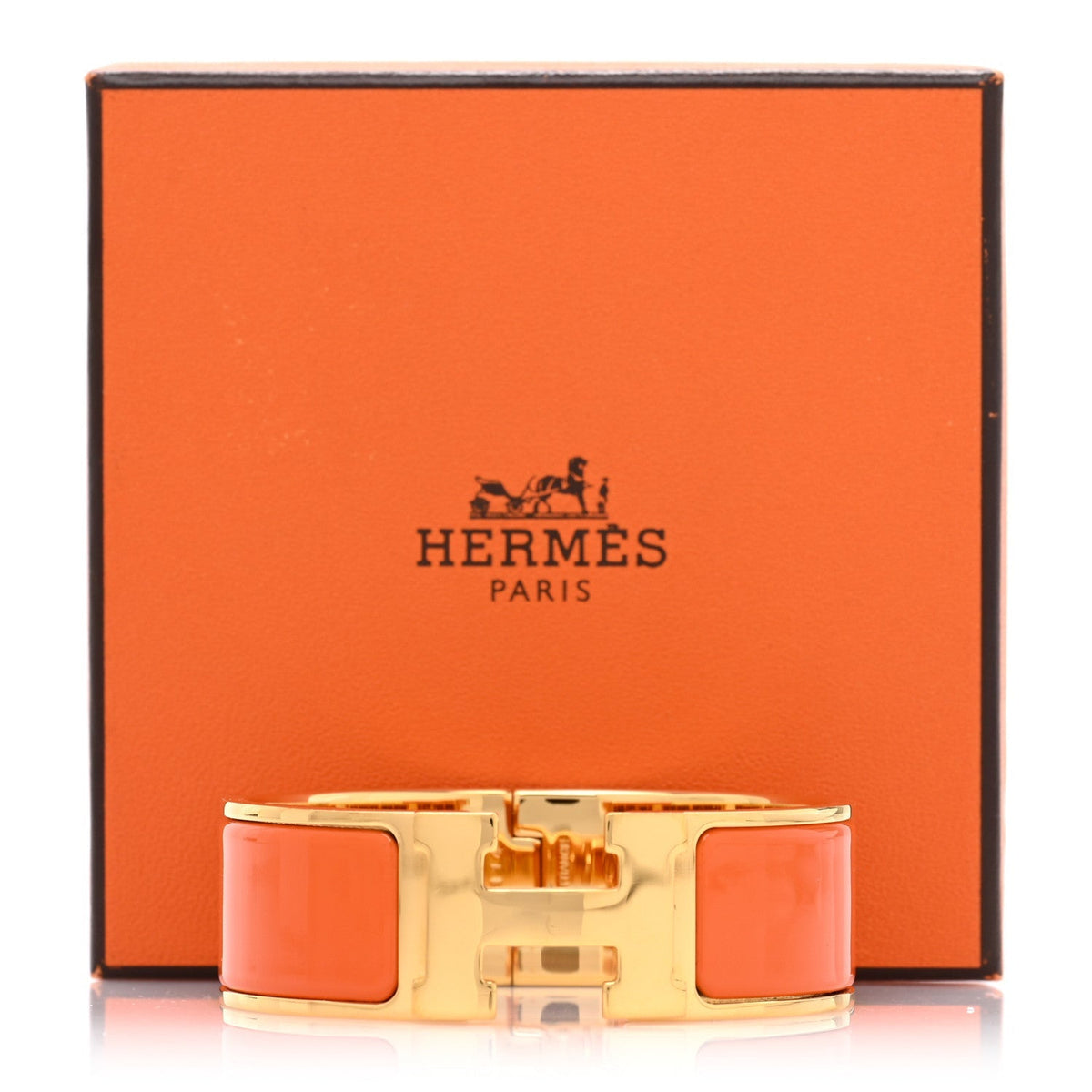 Hermes Enamel Wide Clic Clac H Bracelet PM Orange