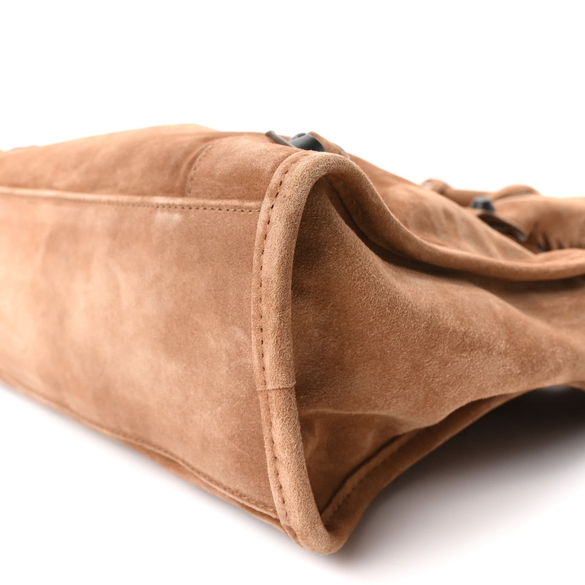 Balenciaga Waxed Suede Calfskin Classic Hardware Small Le City Camel