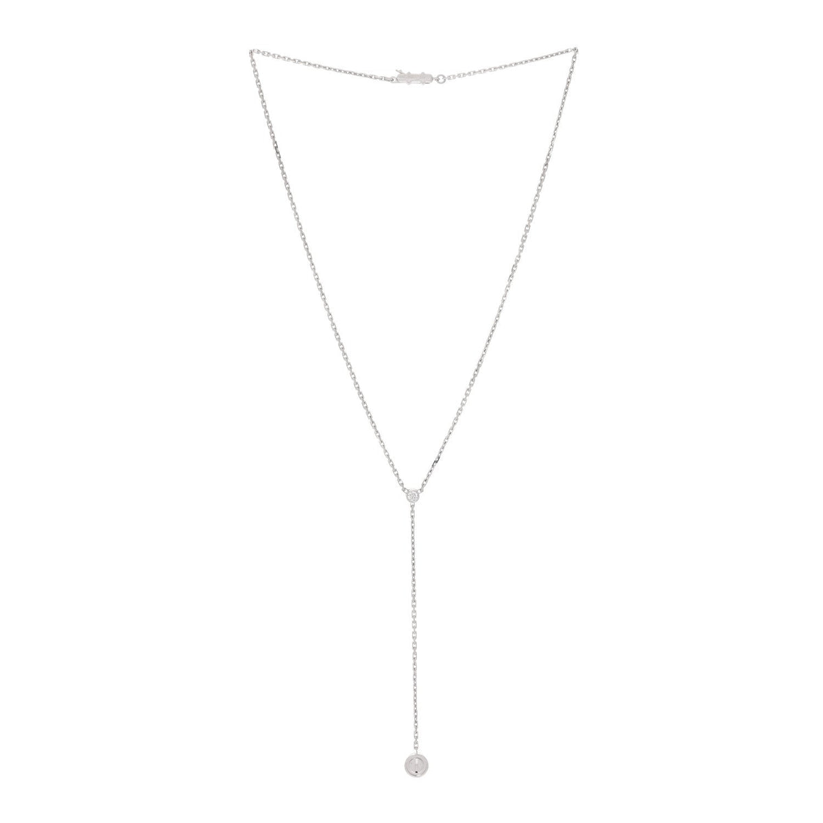 18K White Gold Diamond LOVE Drop Necklace