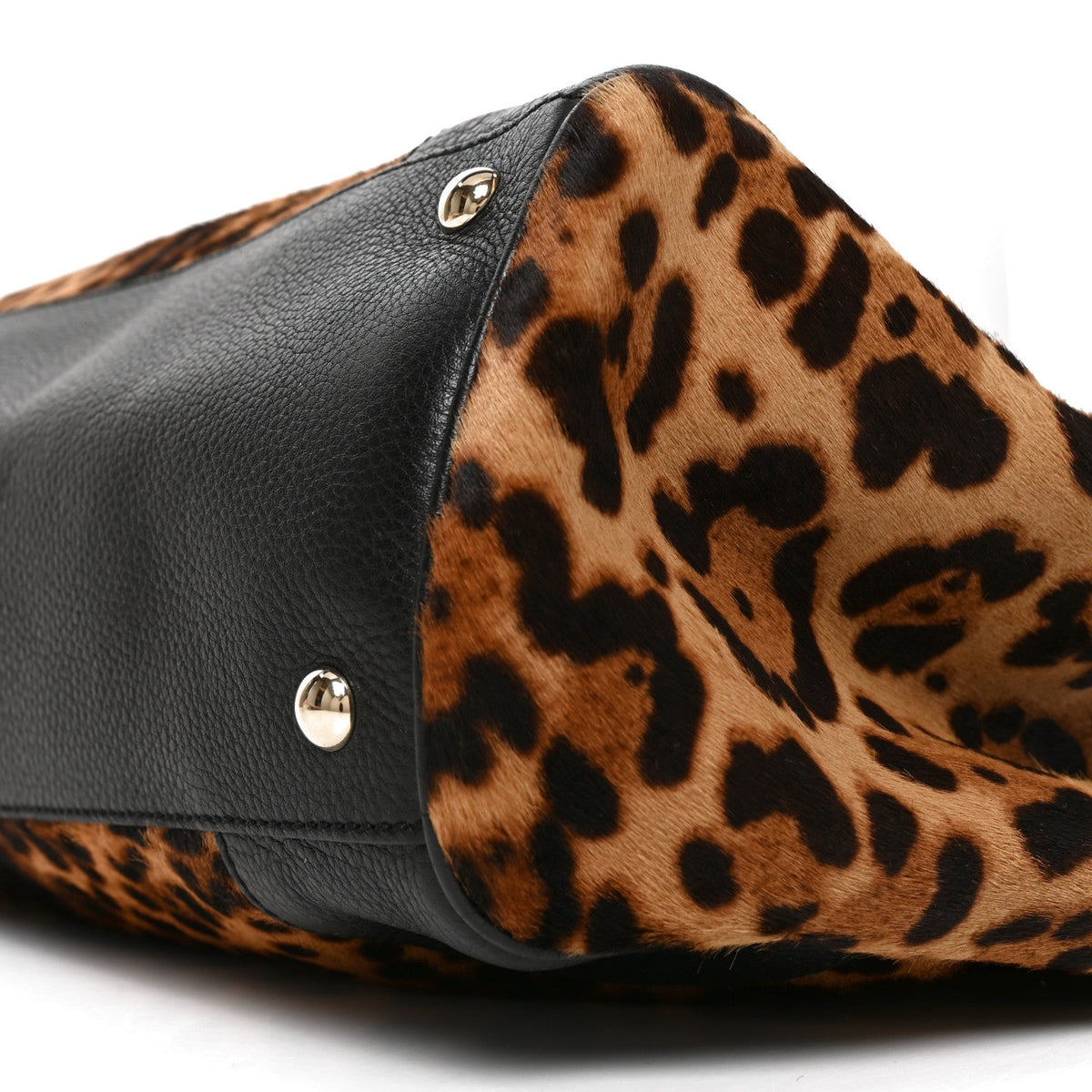 Gucci Pony Hair Cheetah Print Medium Bamboo Shopper Tote Bag