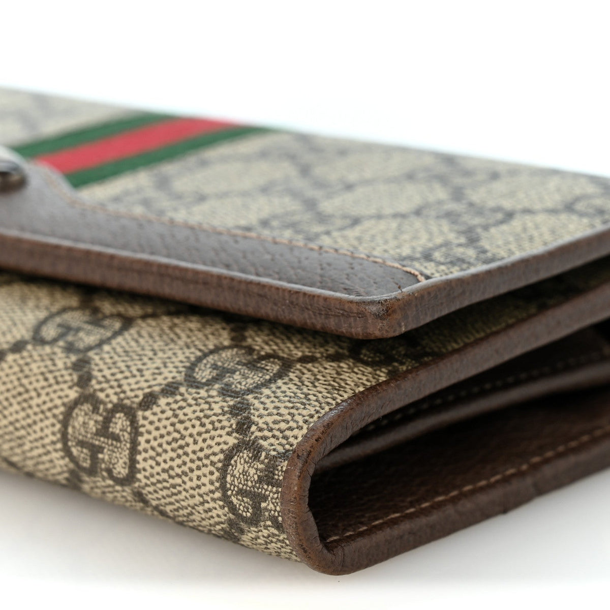Gucci GG Supreme Monogram Web Ophidia Wallet On Chain Brown