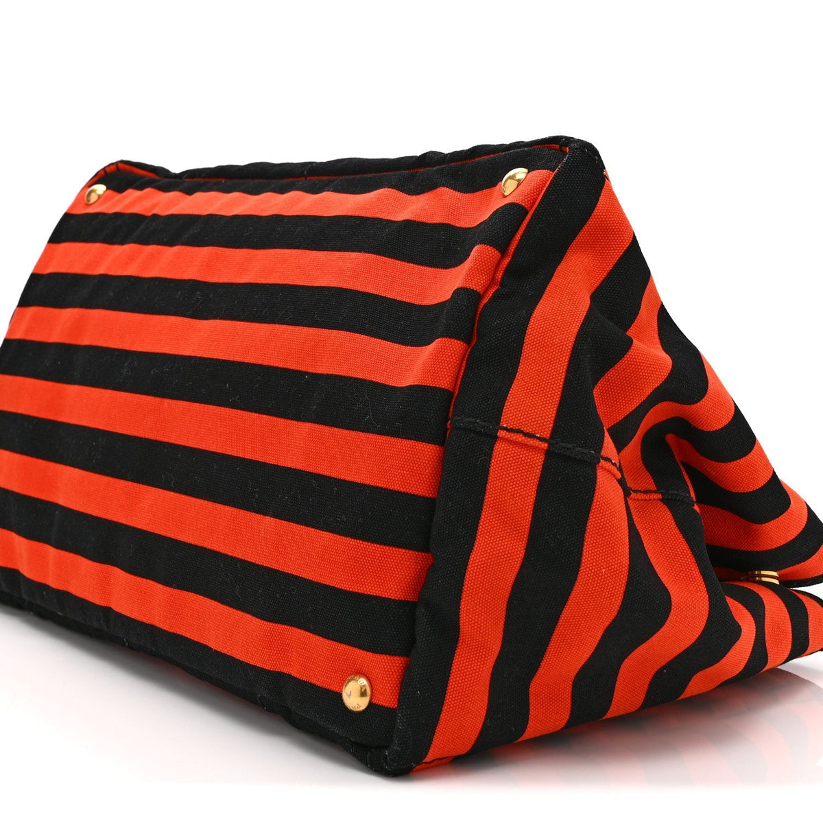 Prada Canapa Striped Tote Arancio