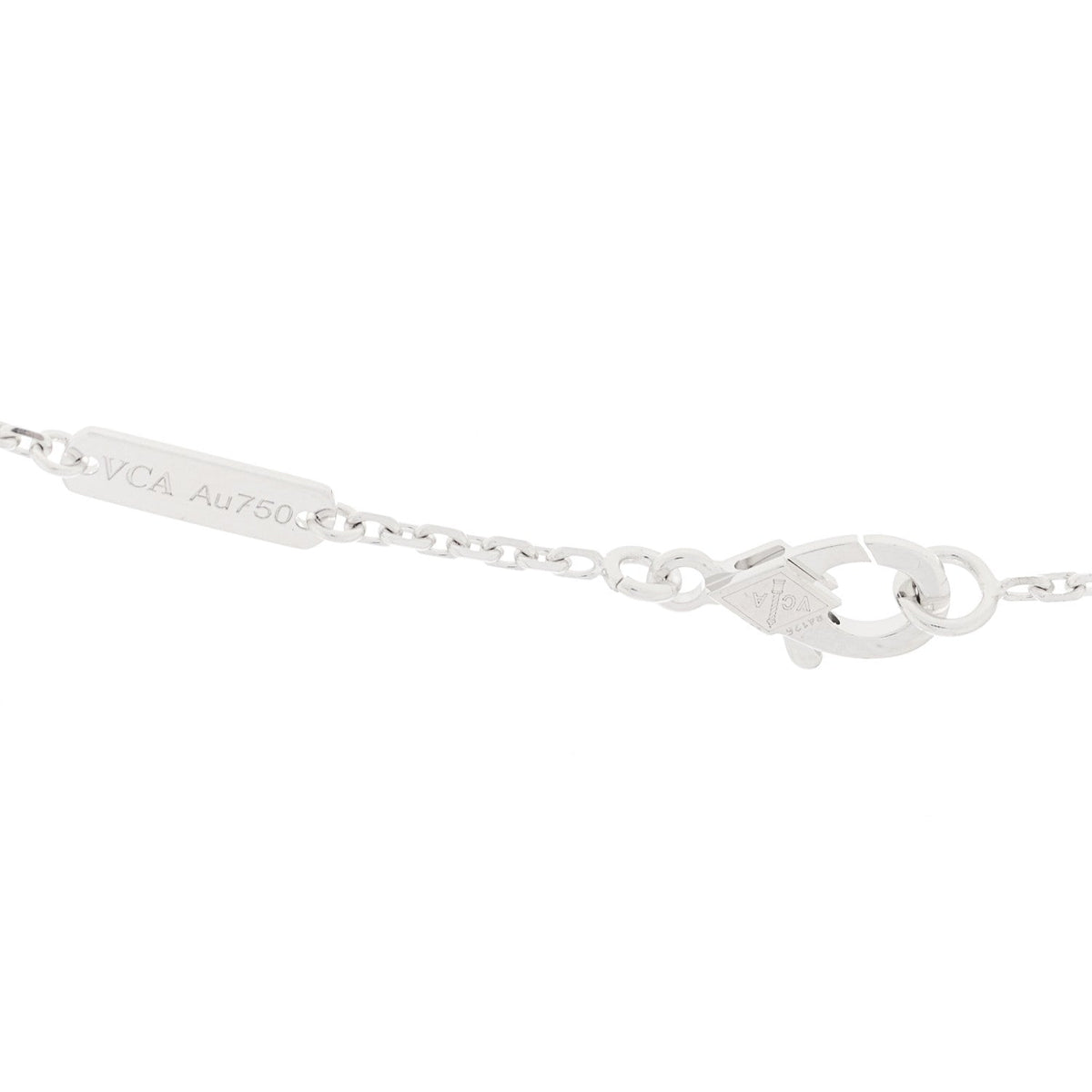 Van Cleef & Arpels 18K White Gold Guilloche Vintage Alhambra Pendant Necklace