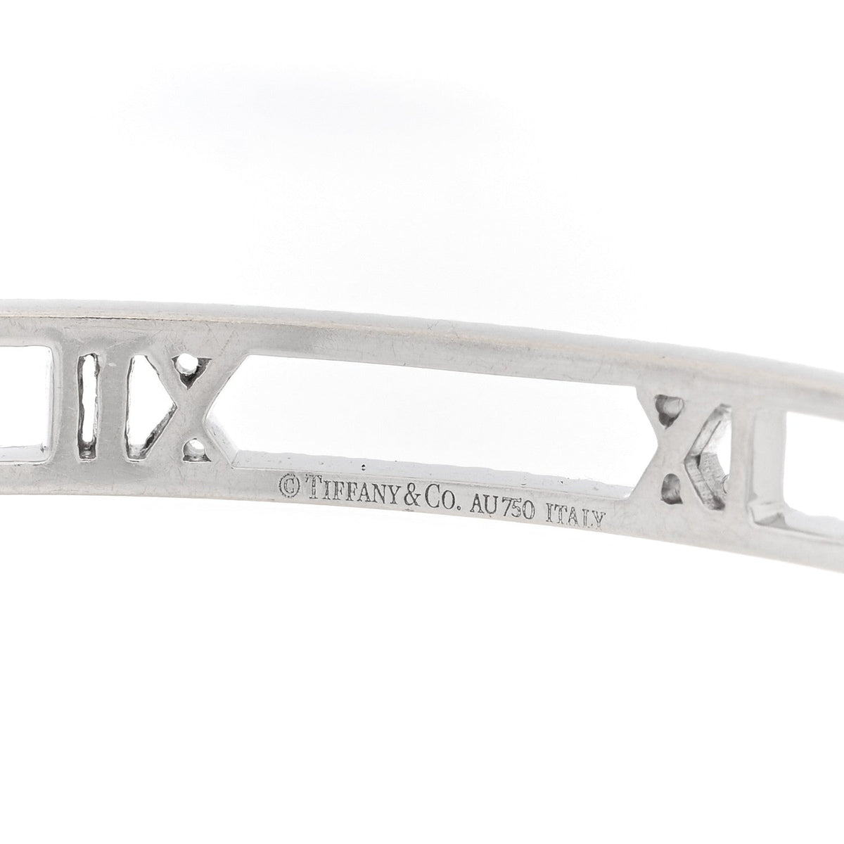 Tiffany 18K White Gold Diamond Atlas Open Bangle Bracelet