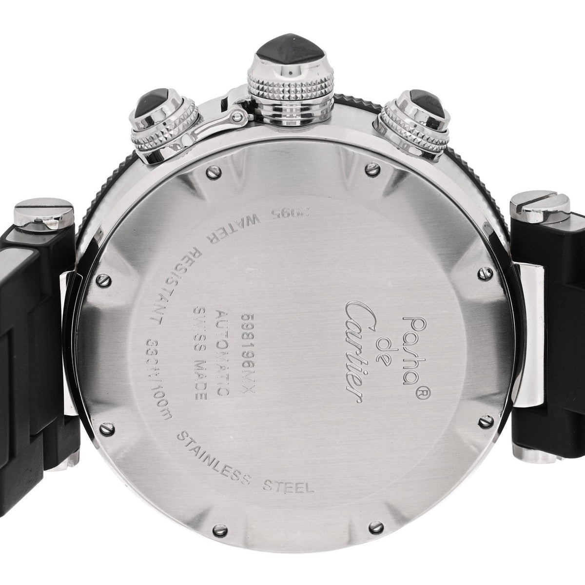 Cartier Stainless Steel Rubber 42mm Pasha Seatimer Watch Black