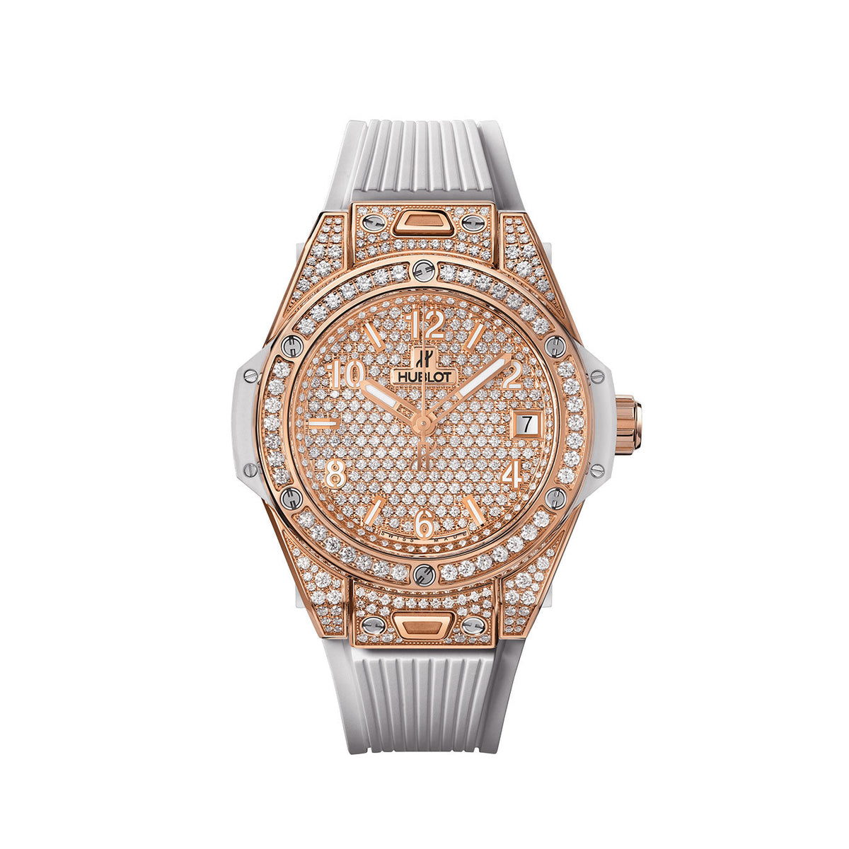 HB Big Bang ONE CLICK KING GOLD WHITE FULL PAVÉ Ref# 465.OE.9010.RW\\.1604