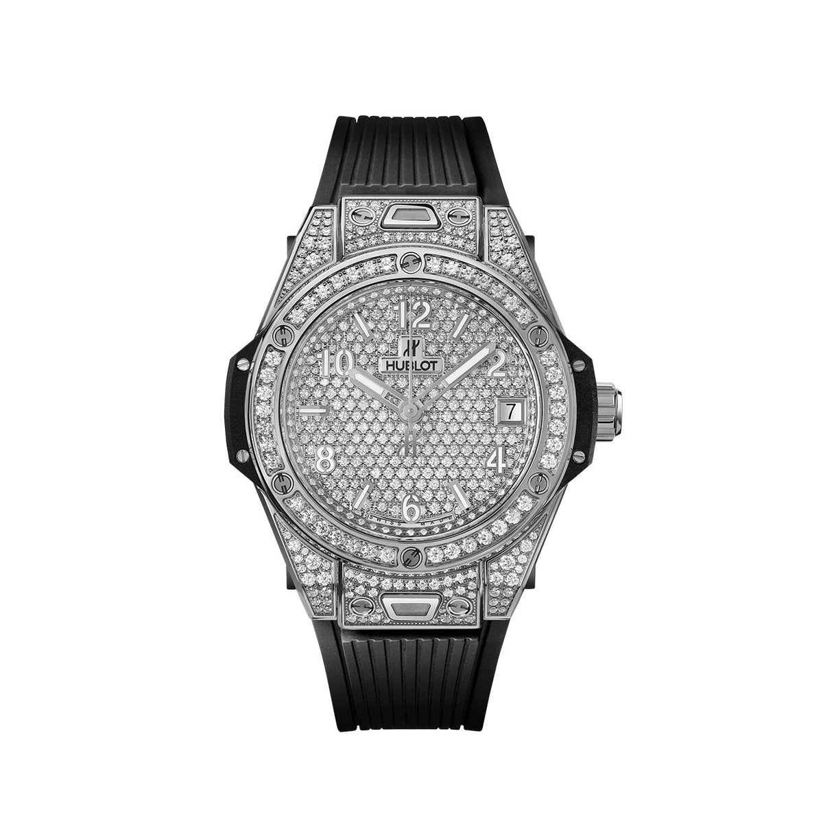 HB Big Bang ONE CLICK STEEL FULL PAVÉ Ref# 465.SX.9010.RX.1604
