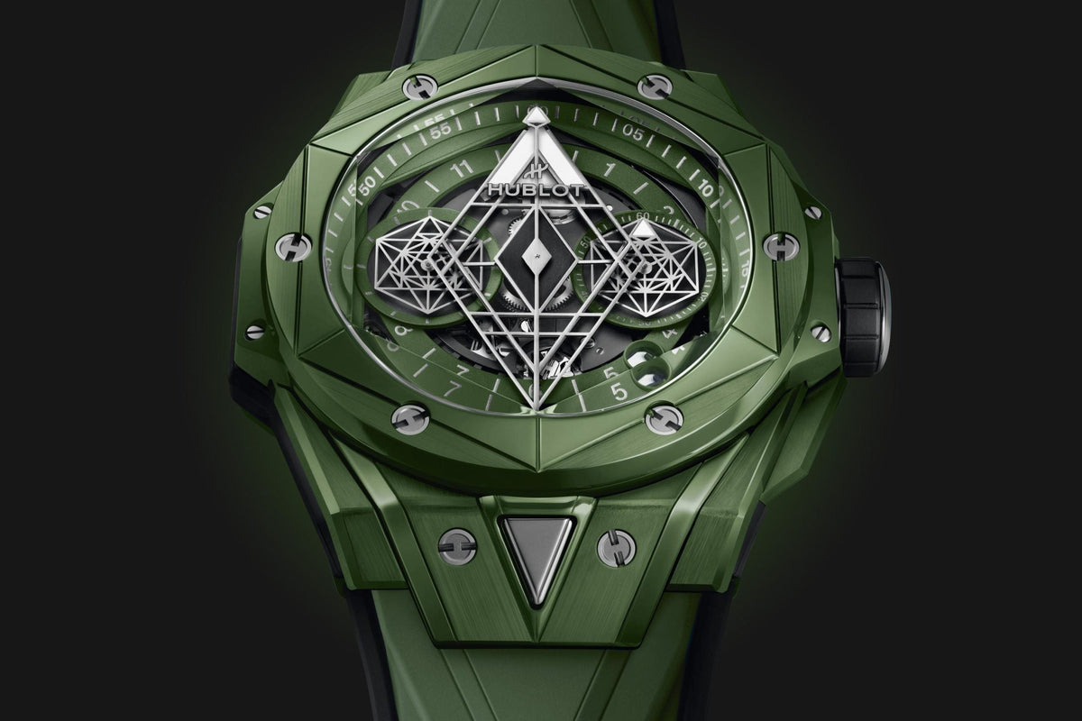 HB Big Bang SANG BLEU II GREEN CERAMIC Ref# 418.GX.5207.RX.MXM22