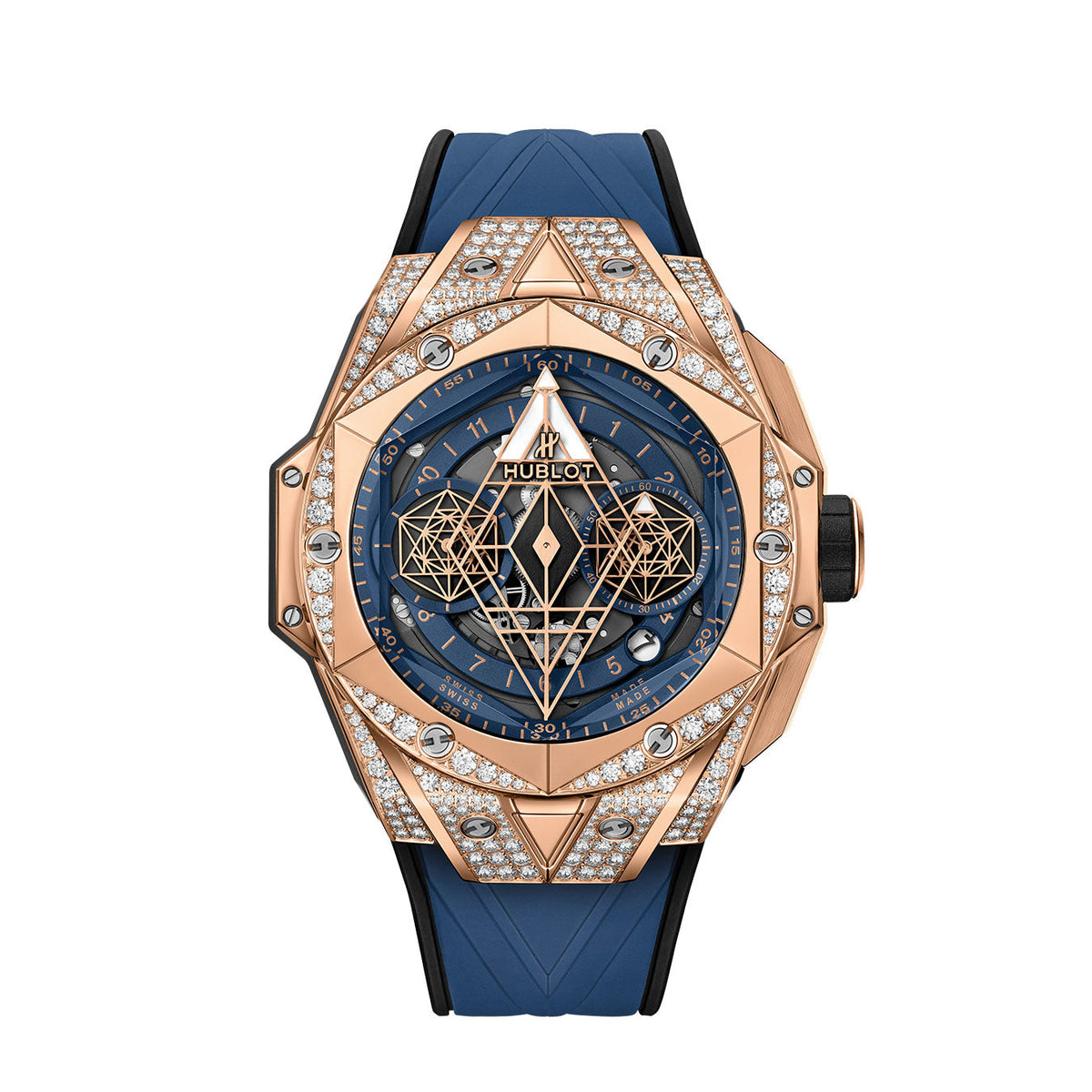 HB Big Bang SANG BLEU II KING GOLD BLUE PAVÉ Ref# 418.OX.5108.RX.1604.MXM20