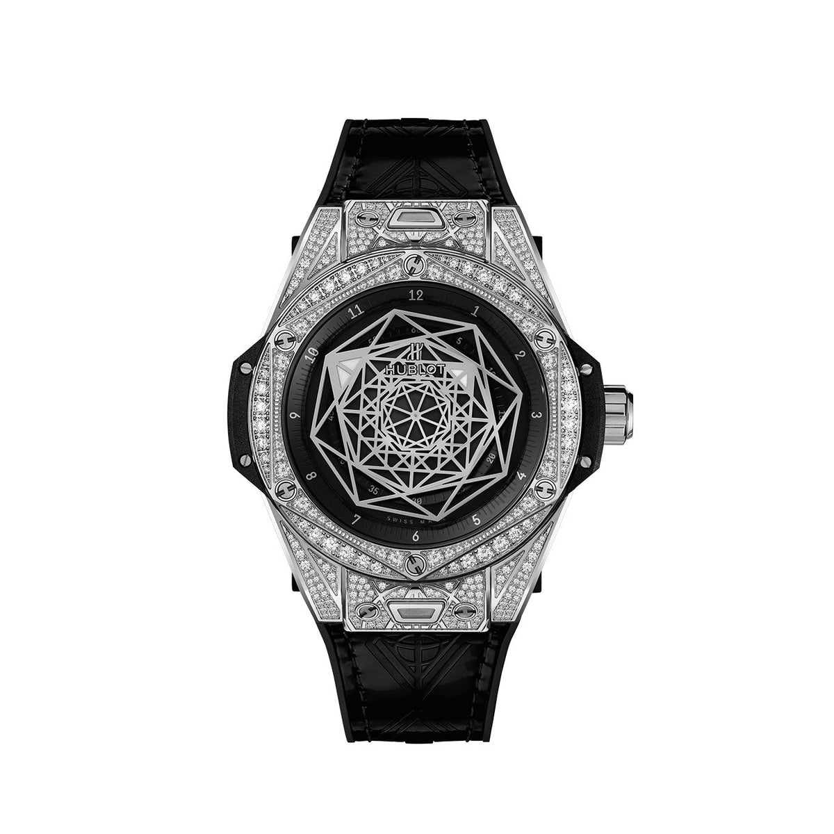 HB Big Bang SANG BLEU STEEL PAVÉ Ref# 465.SS.1117.VR.1704.MXM18