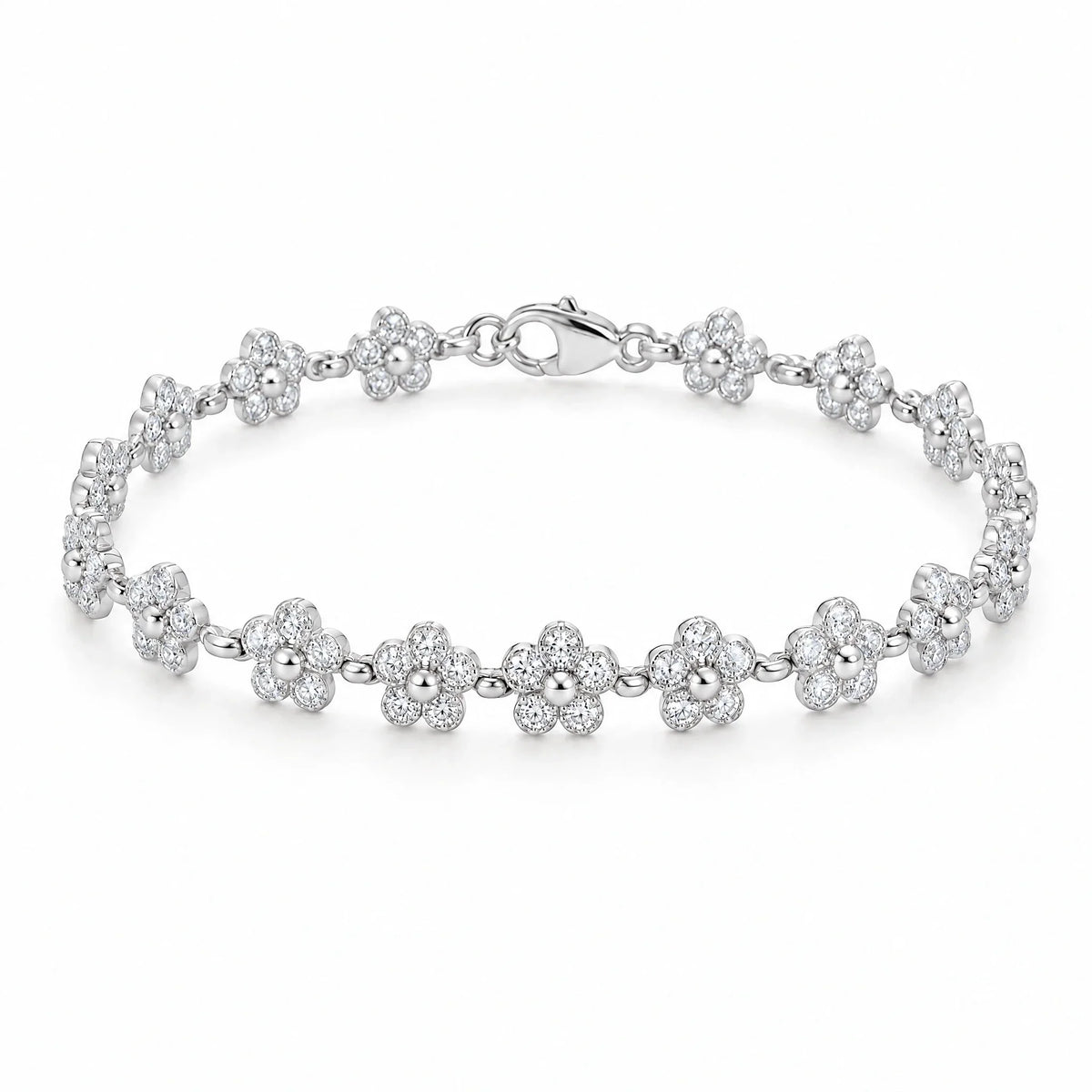 Margot 18K Gold Plated 925 Sterling Silver Cubic Zirconia Daisy Link Bracelet
