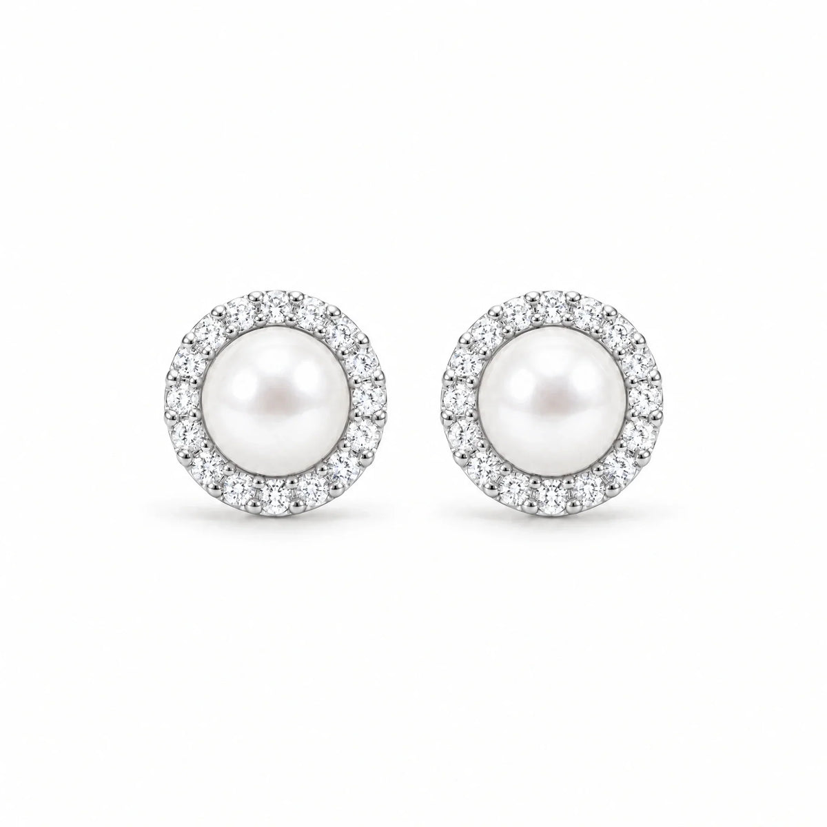 Marisol 18K Gold Plated 925 Sterling Silver Pearl Halo Stud Earrings